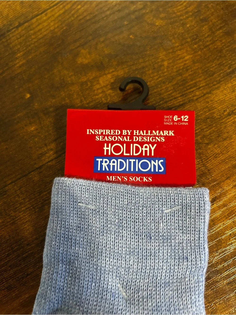 Hallmark Light Blue Patriotic Gnome Crew Socks with Red, White & Blue Accents